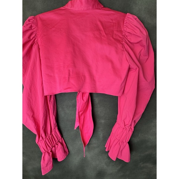 Chaouiche Pink Tie Front Long Sleeve Top Size XSmall - Picture 4 of 4